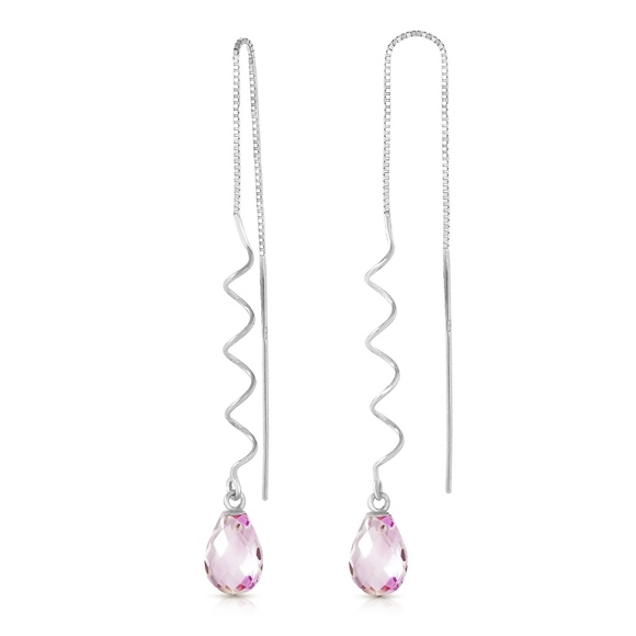 Galaxy Gold Products Jewelry - 14K. GOLD THREADED DANGLES EARRINGS  PINK TOPAZ